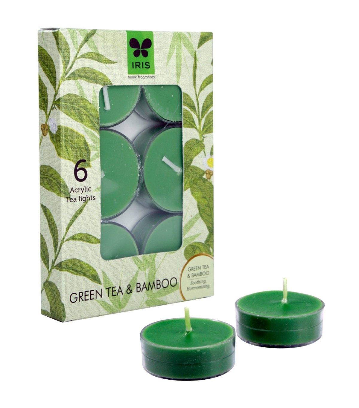 Iris Acrylic Tea Lights - Green Tea & Bamboo (Pack of 6)