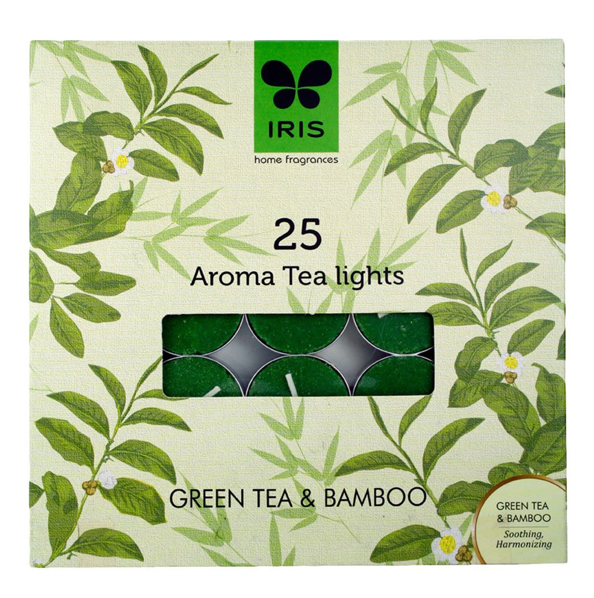Iris Aluminium Aroma Tea Lights - Green Tea & Bamboo (Pack of 25)