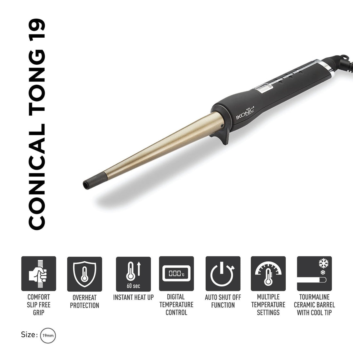 Ikonic Professional Conical Tong 19mm CNT-19