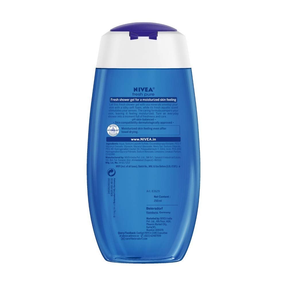NIVEA Body Wash, Fresh Pure Shower Gel, Refreshing Aquatic Scent (250ml)