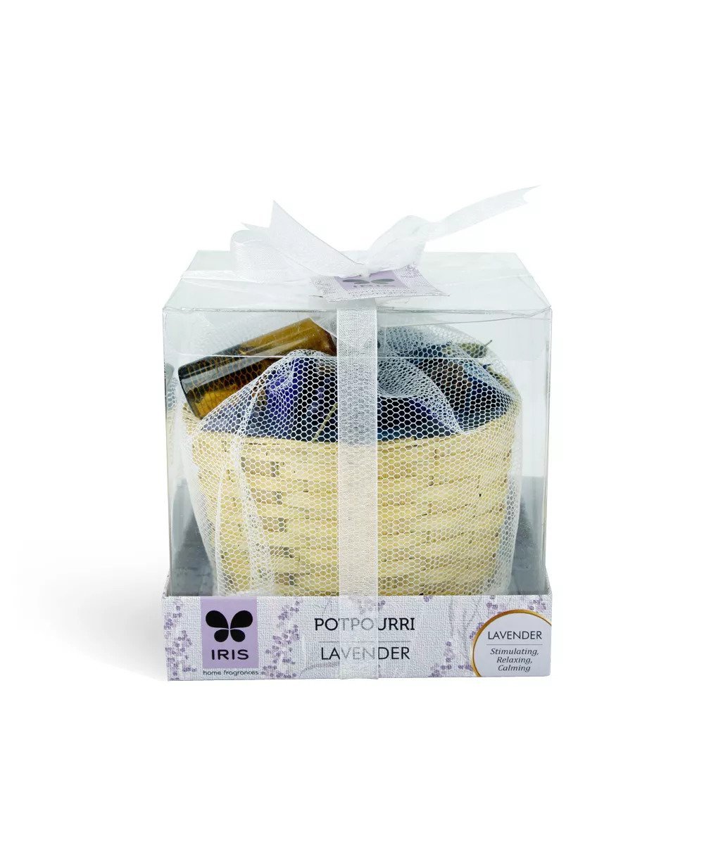 Iris Potpourri with Cane Basket - Lavender