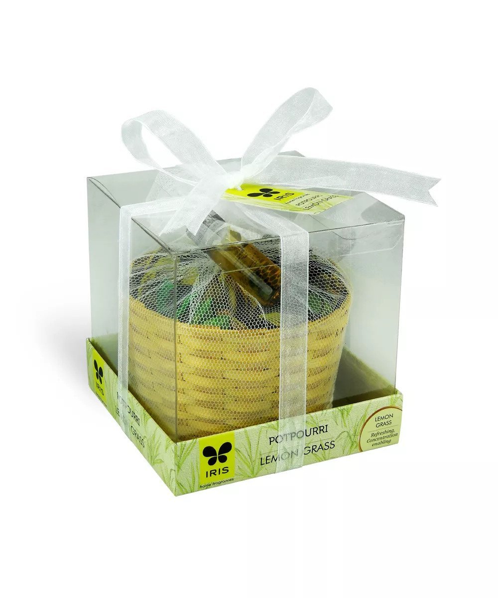 Iris Potpourri with Cane Basket - Lemon Grass