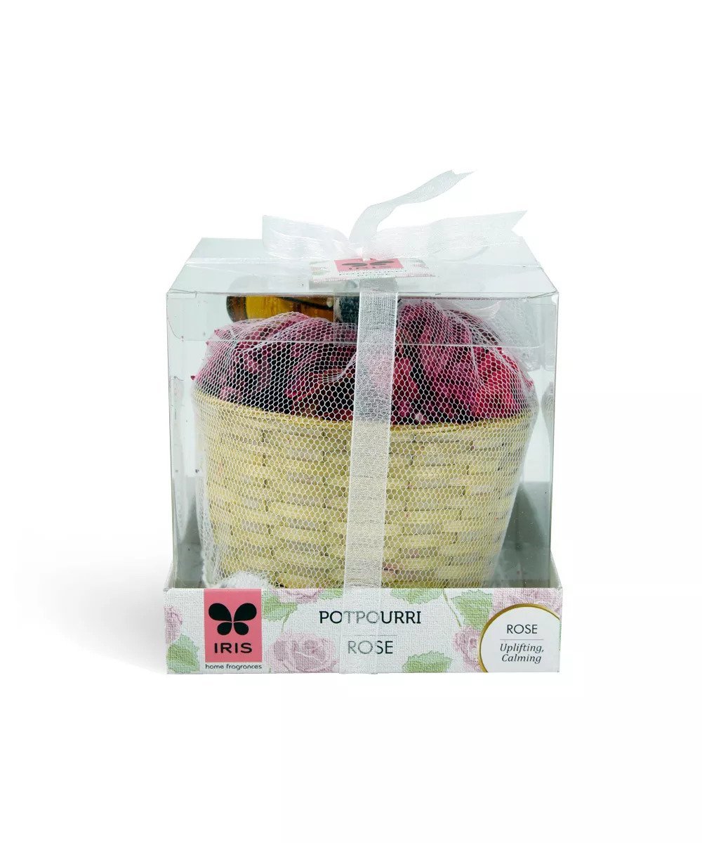Iris Potpourri with Cane Basket - Rose