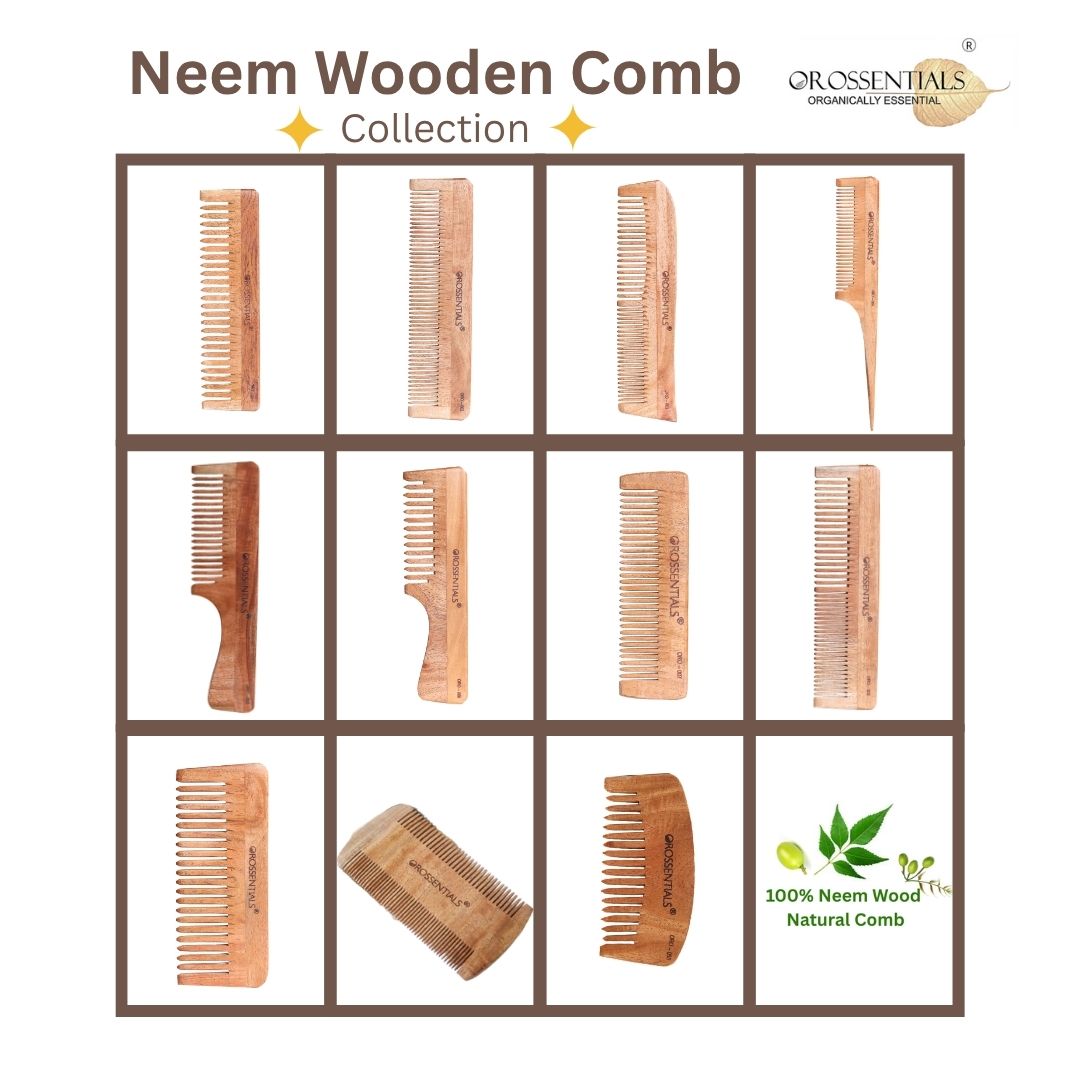 OROSSENTIALS Oil Treated Kacchi Neem Wooden Comb Single Teeth For Gentle Detangling (ORO-002)
