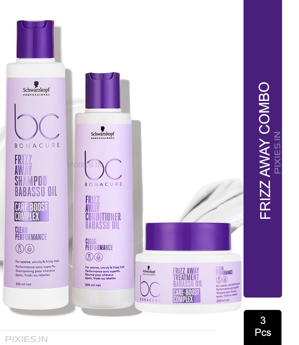 Schwarzkopf Professional BC Bonacure Frizzy Away Babassu Oil - Shampoo(250ml), Conditioner(200ml) & Treatment (200ml)
