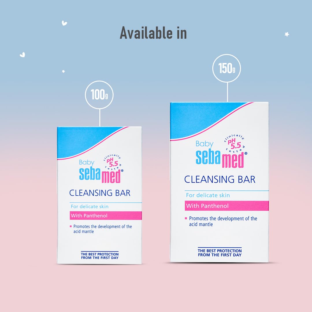 Sebamed Baby Cleansing Bar, pH 5.5 , Newborn Bathing, Soap Free, Tear Free (150gm)