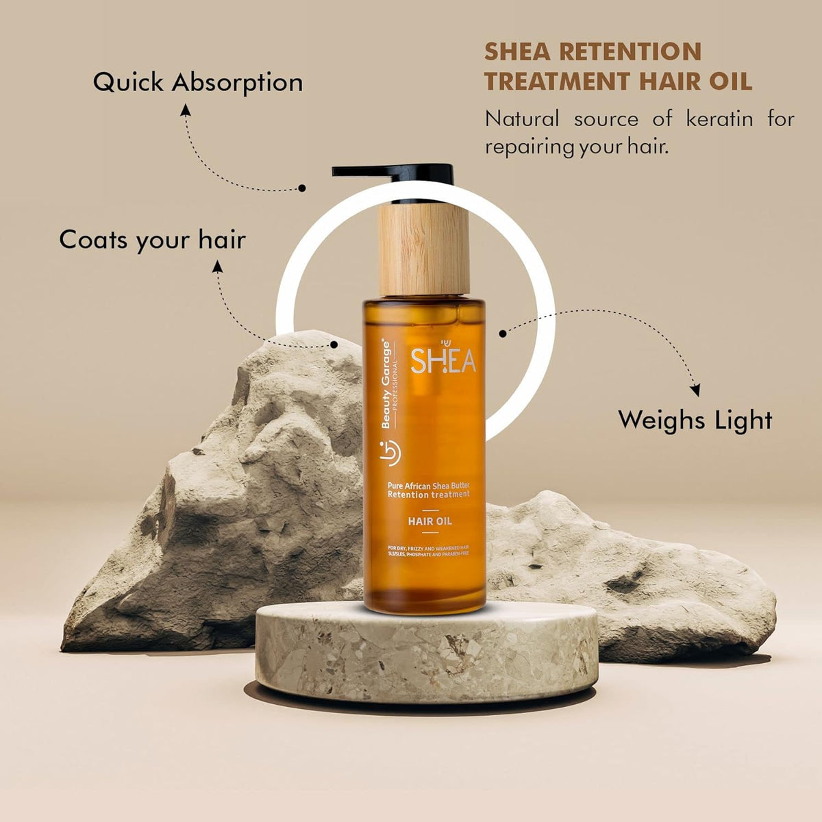 Beauty Garage Pure African Shea Butter Retention Treatment Hair Oil (50ml)
