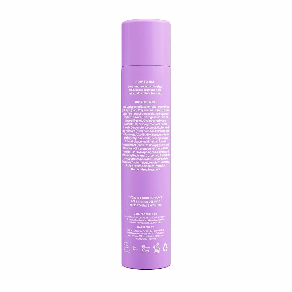 Foxtale Ceramide Supercream Hydrating Moisturizer With Hyaluronic Acid, Strengthens Skin Barrier (50ml)