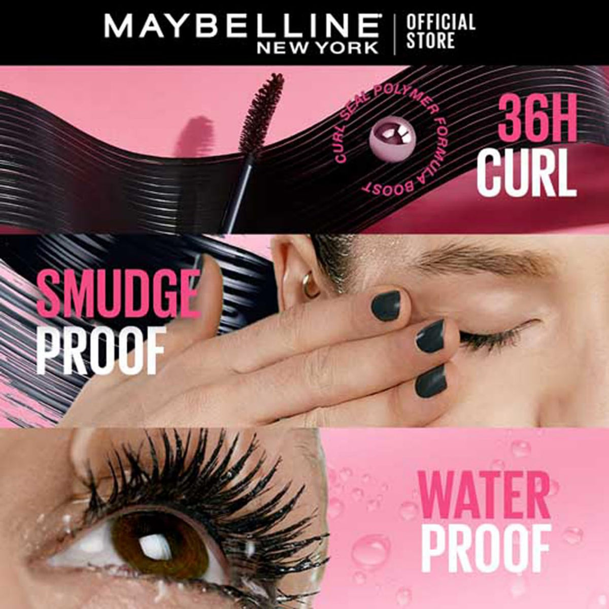 Maybelline New York Hypercurl Waterproof Mascara, Smudge & Highly Pigmented Very Black (9.2ml)