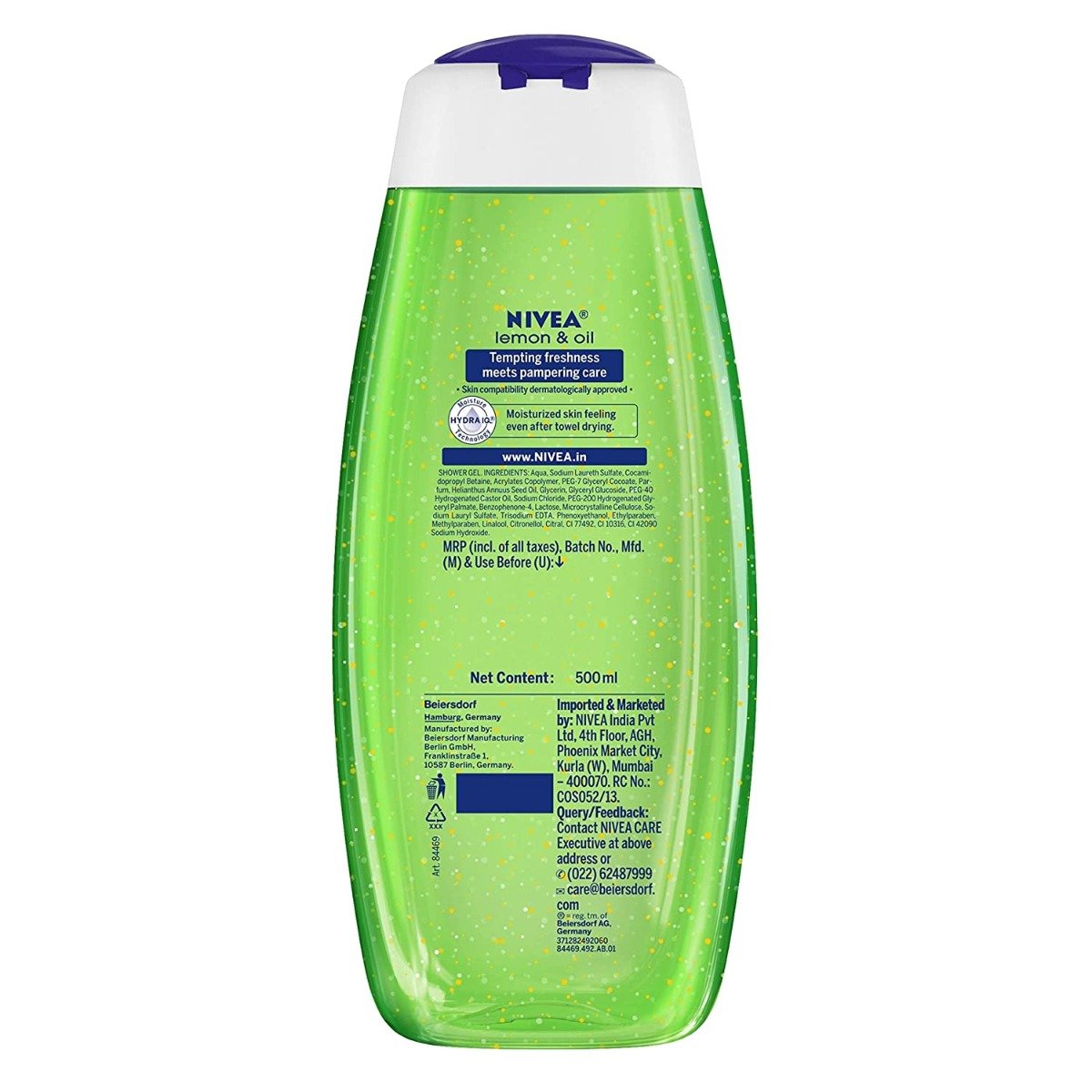 NIVEA Body Wash, Lemon & Oil Shower Gel, Pampering Care with Refreshing Scent of Lemon (500ml)