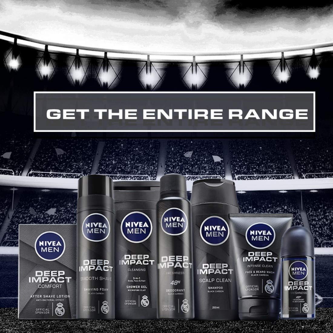 NIVEA MEN Body Wash, Deep Impact, 3 in 1 Shower Gel for Body, Face & Hair, with Microfine Clay (250ml)