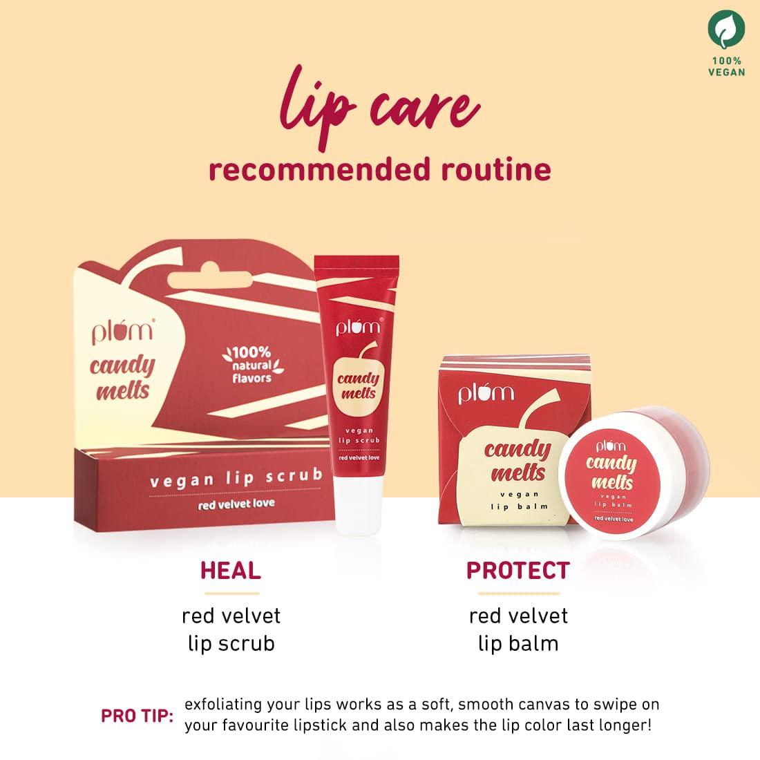 Plum Candy Melts Vegan Lip Scrub - Red Velvet Love (12gm)