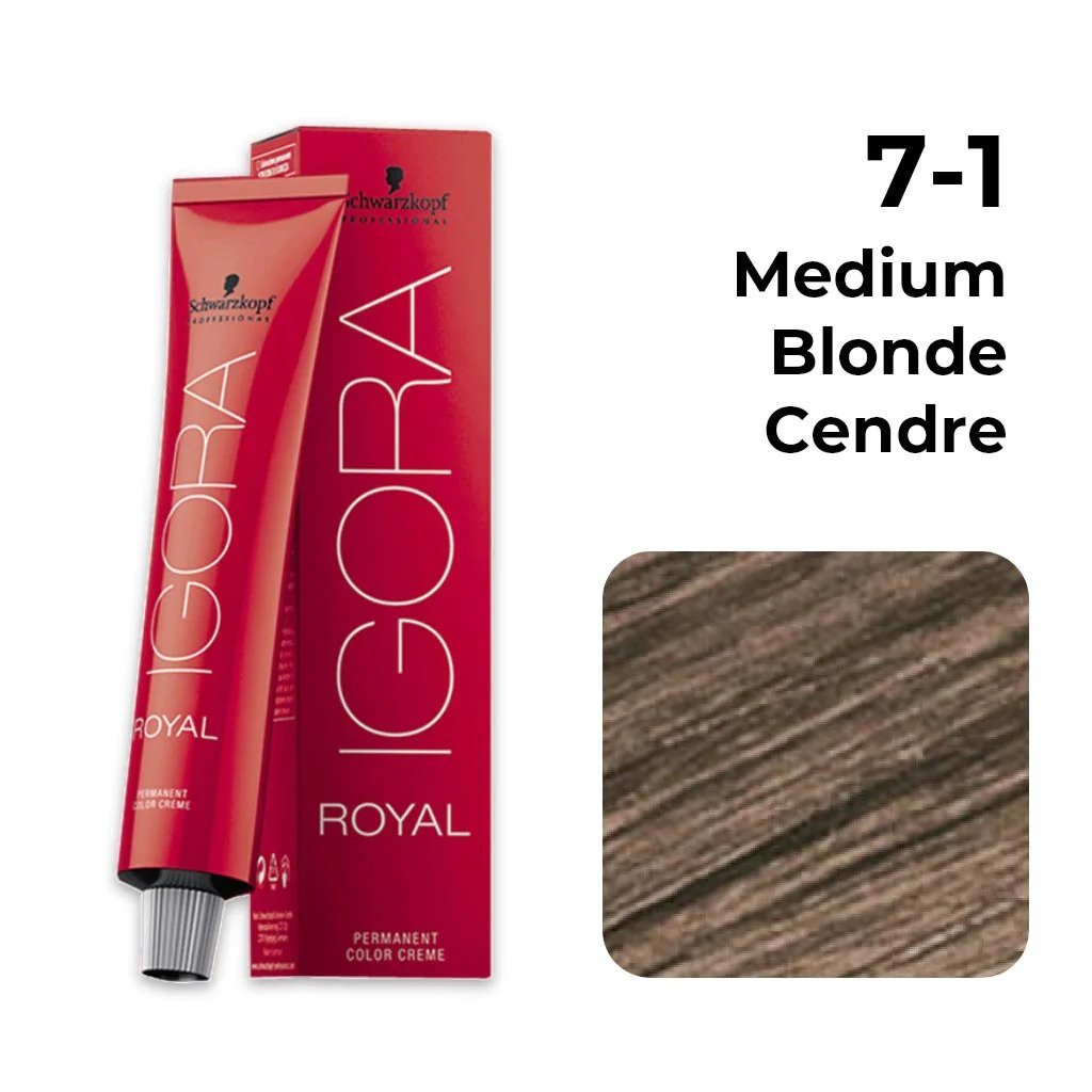 Schwarzkopf Professional Igora Royal Permanent Color Creme (7-1 Medium Blonde Cendre) (60 ml)