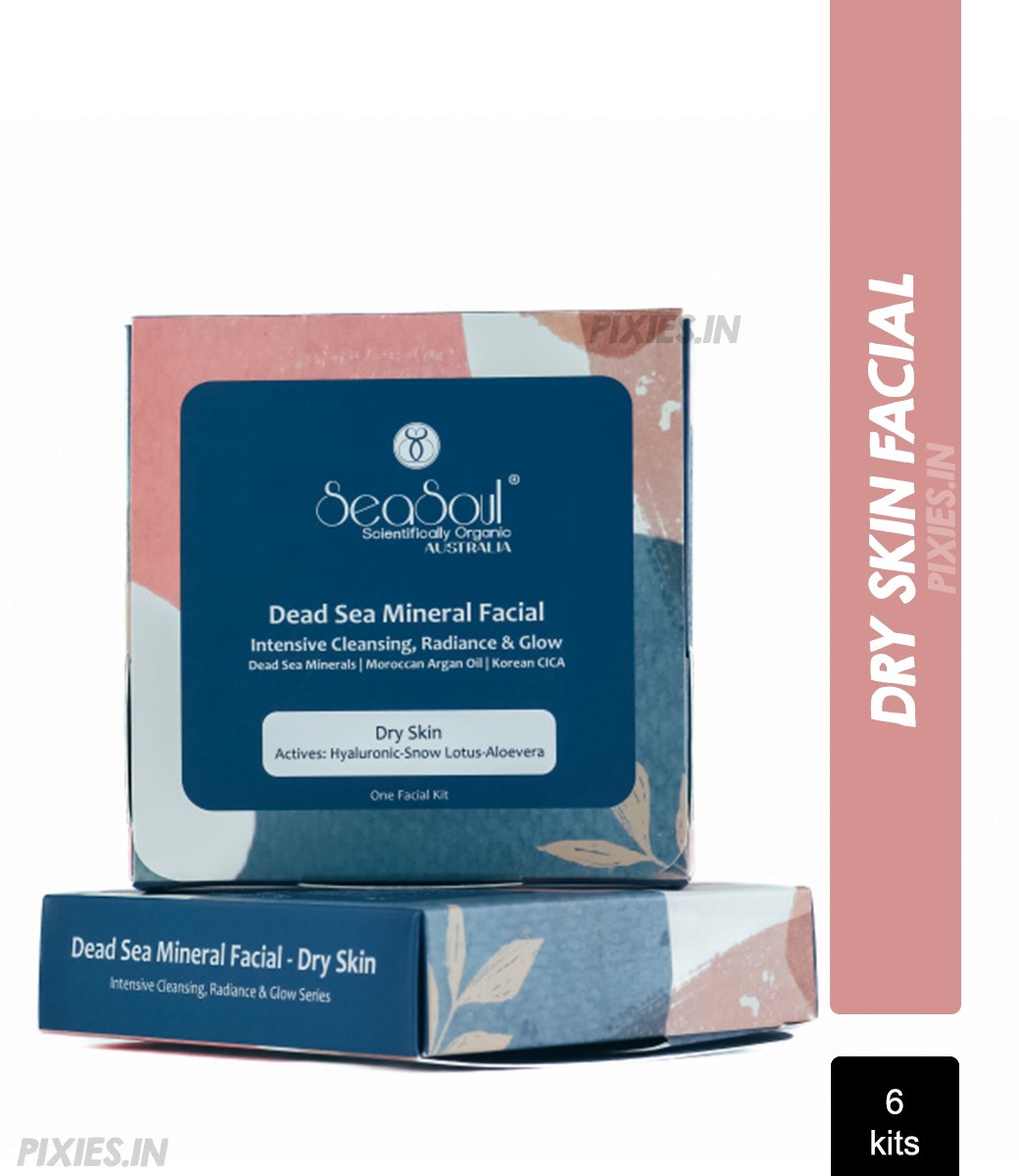 Seasoul Dead Sea Mineral Facial - Dry Skin - Intensive Cleansing, Radiance & Glow Series (Pack of 6)