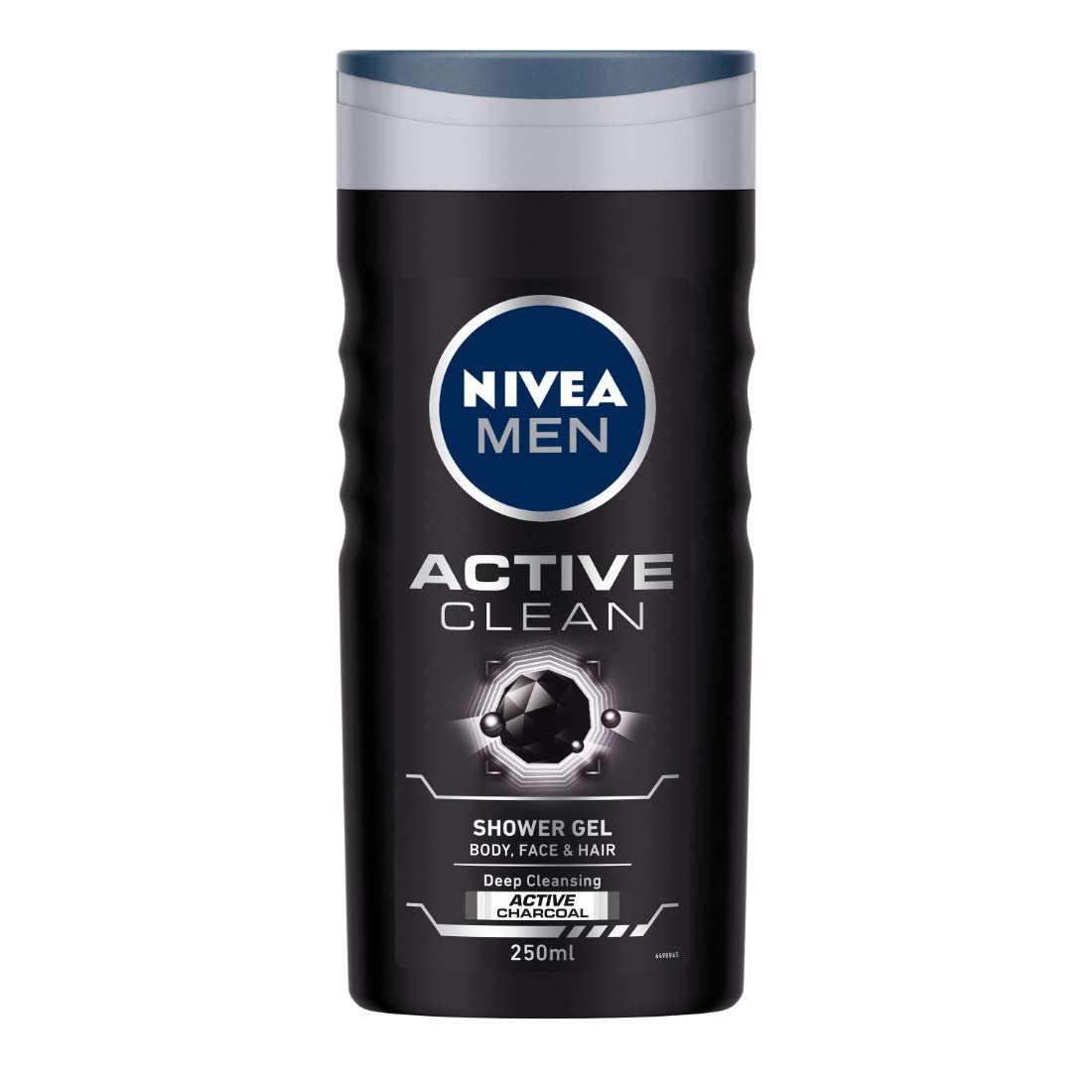 NIVEA Men Body Wash- Active Clean with Active Charcoal - Shower Gel for Body- Face & Hair 3-in-1 (250ml)