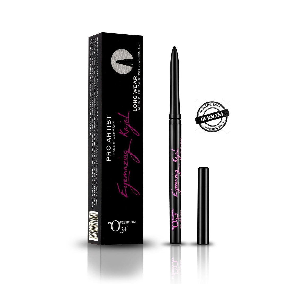 O3+ Pro Artist Eyemazing Kajal Long Wear Smudge Proof Matte Finish Black (10gm)