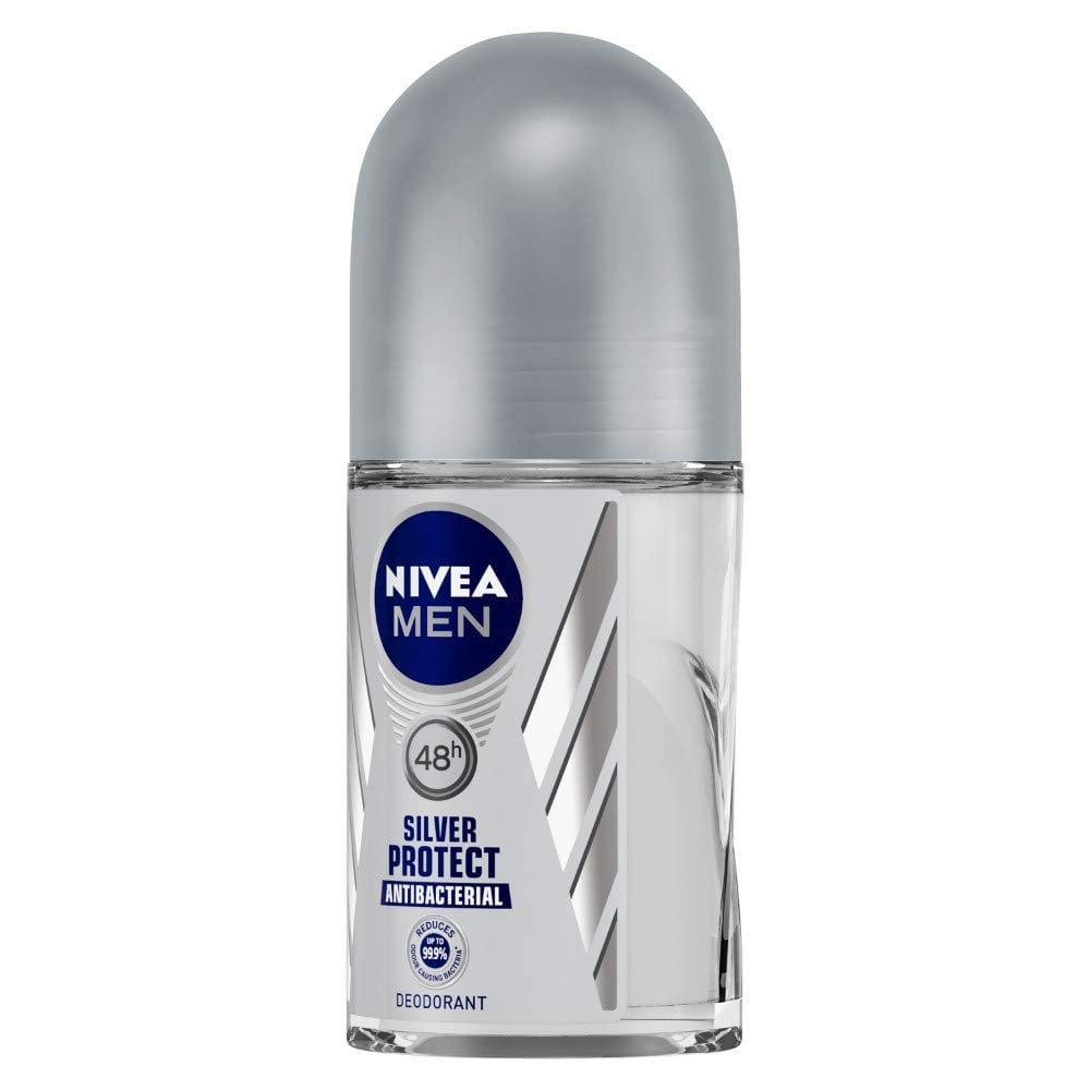 Nivea Men Silver Protect Roll On Antibacterial Odour Protection for 48h Freshness (50ml)
