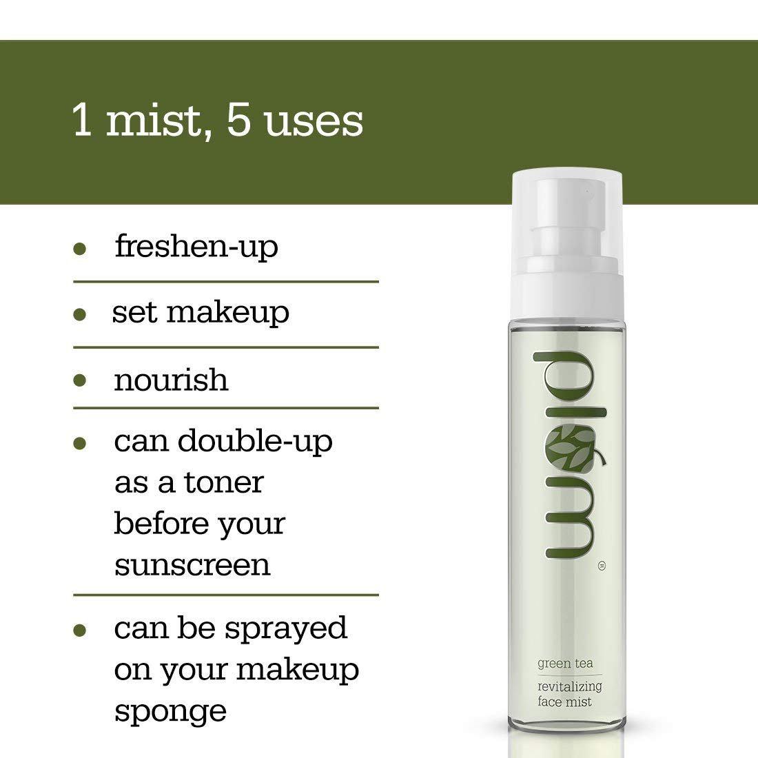 Plum Green Tea Revitalizing Spray Face Mist With Glycolic Acid & Aloe Vera - Hydrates & Refreshes (100ml)