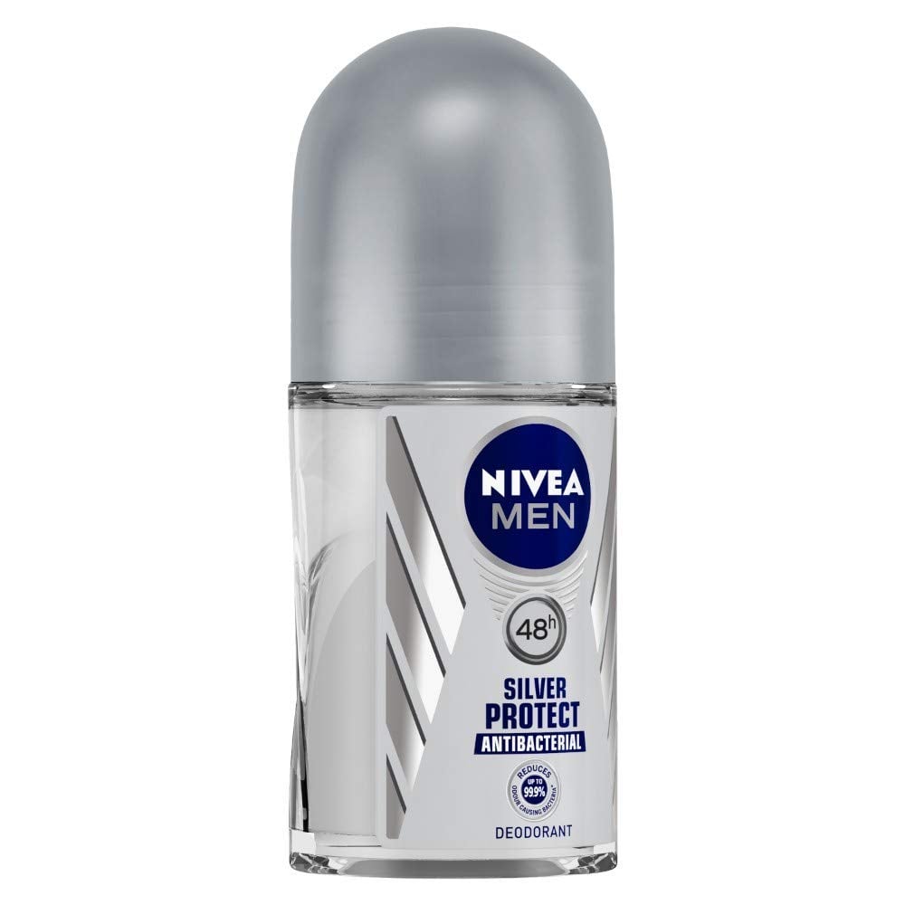 Nivea Men Silver Protect Roll On Antibacterial Odour Protection for 48h Freshness (50ml)