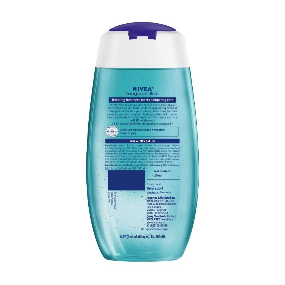 Nivea Frangipani & Oil Shower Gel Pampering Care & Refreshing Scent of Frangipani Flower (125ml)