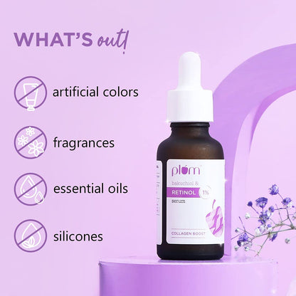 Plum 1% Retinol Face Serum With Bakuchiol For Smooth & Youthful-looking Skin (20ml)