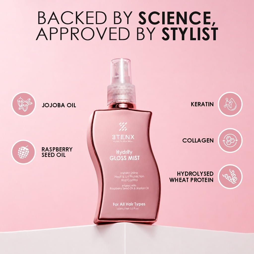 3TENX Hydrify Gloss Mist for Shiny, Frizz-Free Hair (150ml)