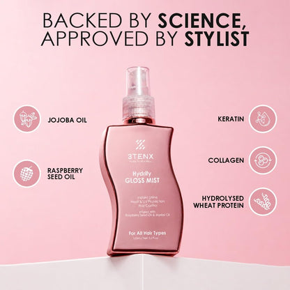 3TENX Hydrify Gloss Mist for Shiny, Frizz-Free Hair (150ml)