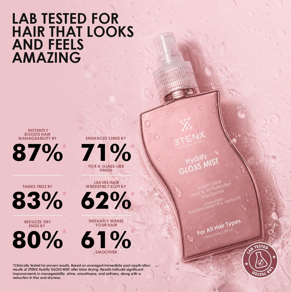 3TENX Hydrify Gloss Mist for Shiny, Frizz-Free Hair (150ml)