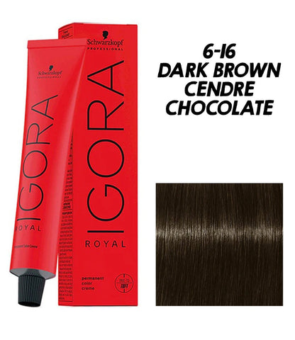 Schwarzkopf Professional Igora Royal Permanent Color Creme (6-16 Dark Brown Cendre Chocolate)
