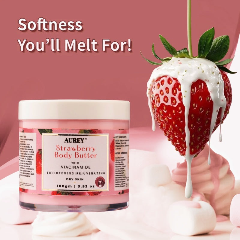 Aurey Strawberry Body Butter With Niacinamide 100 gm