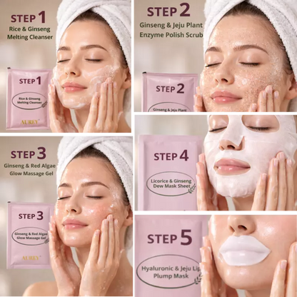 Aurey Korean 5 Step Glass Glow Cleanup Kit Whitening Hydrating Glass Glow