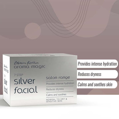 Aroma Magic 7 Step Silver Facial Kit Salon Range (Normal To Dry & Sensitive Skin) (35gm+10ml)