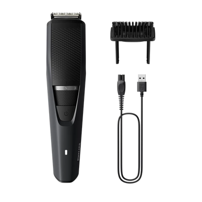 Philips BT3302/15 Rechargeable Cordless Dry Trimmer for Beard and Body with 10 Length Settings for Men (45mins Runtime, Stainless Steel Blade, Black and Grey)