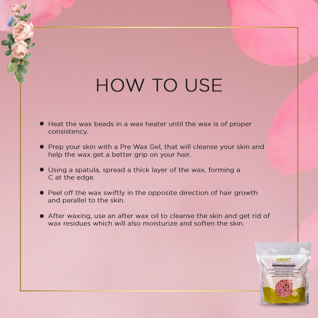 Biosoft Brazilian Stripless Wax - Rose (500gm)