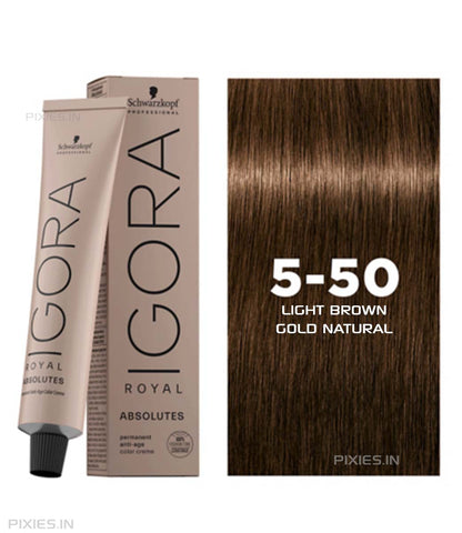 Schwarzkopf Professional Igora Royal Absolutes Permanent Color Creme (5-50 Light Brown Gold Natural)