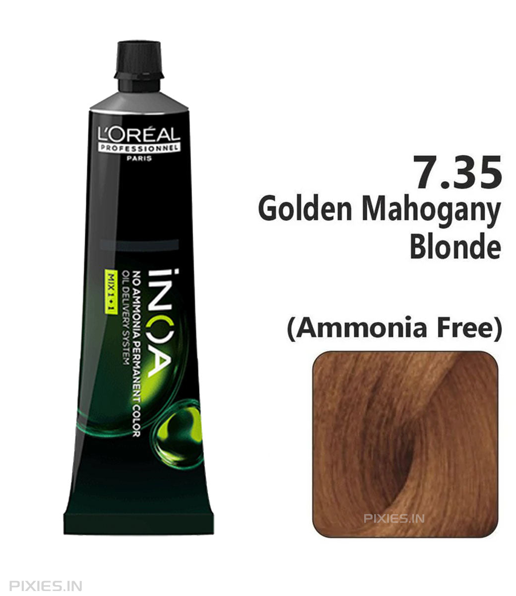 L'oreal Professionnel Paris INOA Ammonia-free Permanent Hair Color - 7.35 (Golden Mahogany Blonde) - 60Gm