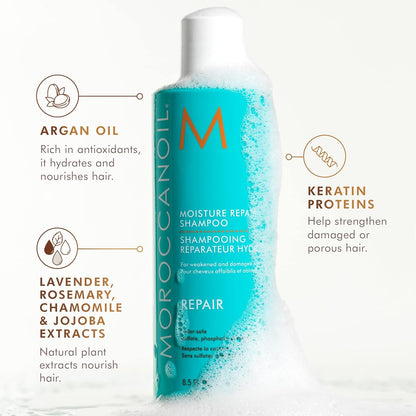 Moroccanoil Moisture Repair Shampoo with Argan Oil, Keratin, Fatty Acids for Revives Damaged Hair (250ml)