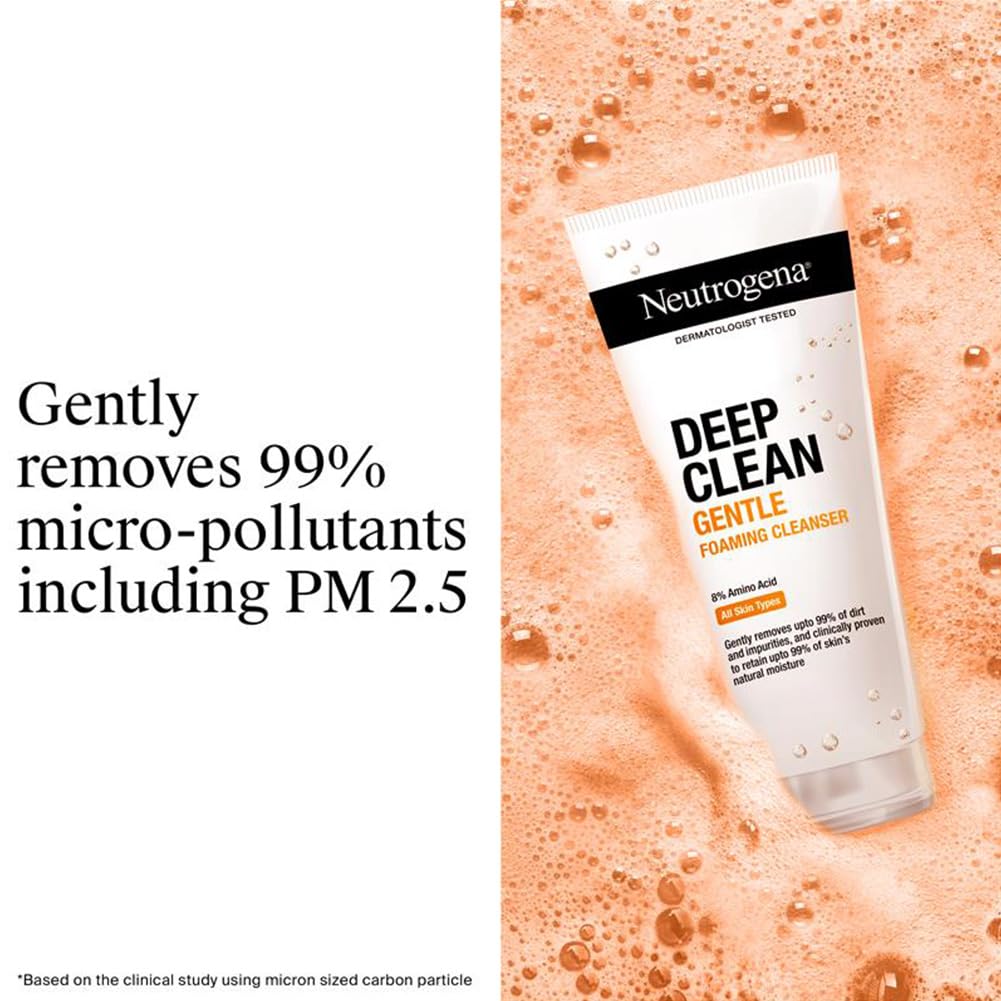 Neutrogena Deep Clean Gentle Foaming Cleanser - Moisturizing Face Wash for Normal to Sensitive Skin (50gm)