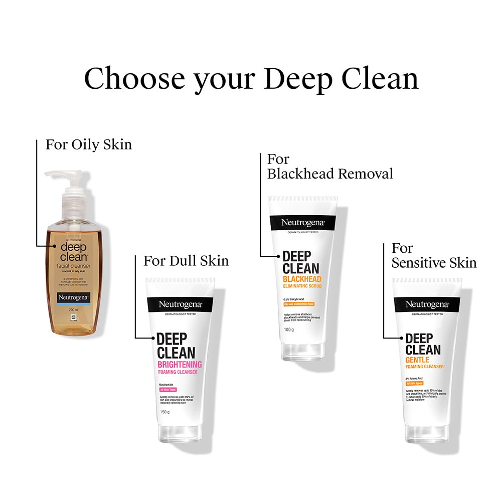 Neutrogena Deep Clean Gentle Foaming Cleanser - Moisturizing Face Wash for Normal to Sensitive Skin (50gm)