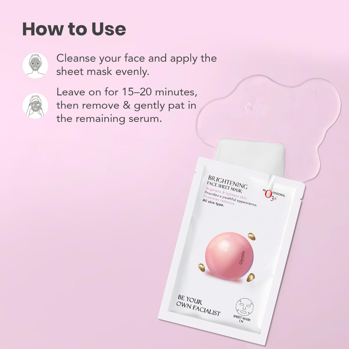 O3+ Facialist Brightening Face Sheet Mask With Glycolic - All Skin Type (30ml)