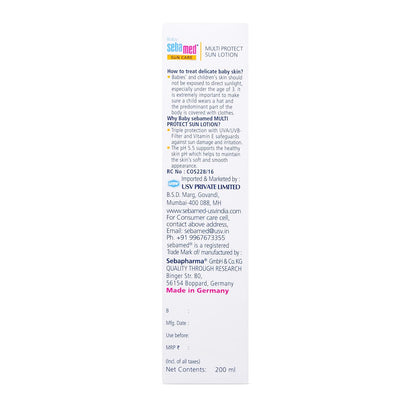 Sebamed Baby Sun care SPF 50+ Multi Protect Sun Lotion For Delicate & Sun Sensitive Skin (200ml)