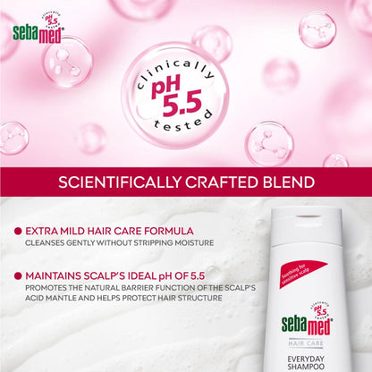 Sebamed Everyday Shampoo,PH 5.5, Normal To Dry Hair, Extra Mild Formula, Gives Moisture & Volume (200ml)