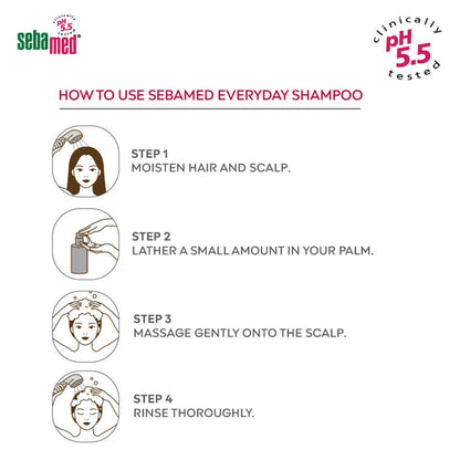 Sebamed Everyday Shampoo,PH 5.5, Normal To Dry Hair, Extra Mild Formula, Gives Moisture & Volume (200ml)