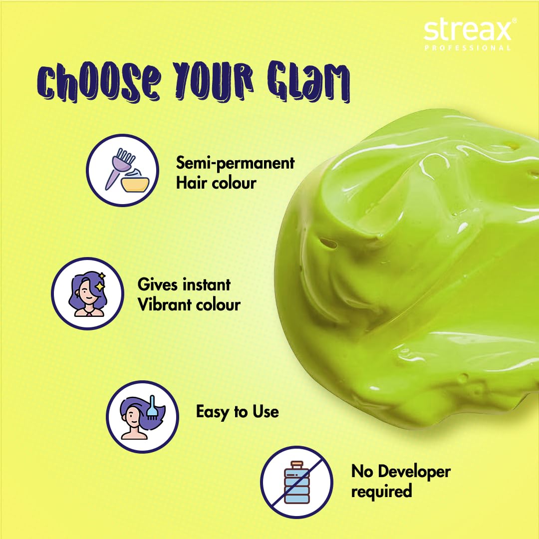 Streax Professional Hold & Play Funky Colours - Perky Green (100gm)