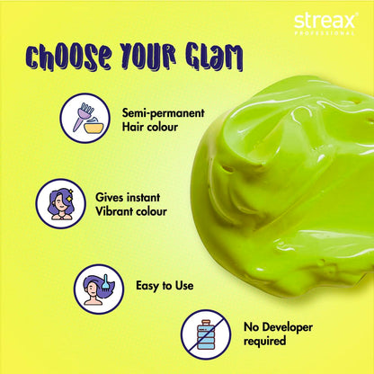 Streax Professional Hold & Play Funky Colours - Perky Green (100gm)