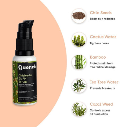 Quench Botanics Salicylic Acid Zit Fix Serum With Chia Seeds, Reduces Acne & Dark Spots (30ml)