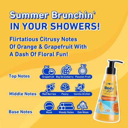Plum Bodylovin' Trippin' Mimosas Shower Gel, Citrus Fragrance, Non-drying, All Skin Types (240ml)