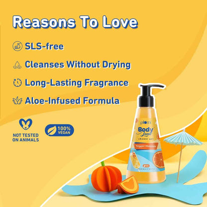 Plum Bodylovin' Trippin' Mimosas Shower Gel, Citrus Fragrance, Non-drying, All Skin Types (240ml)
