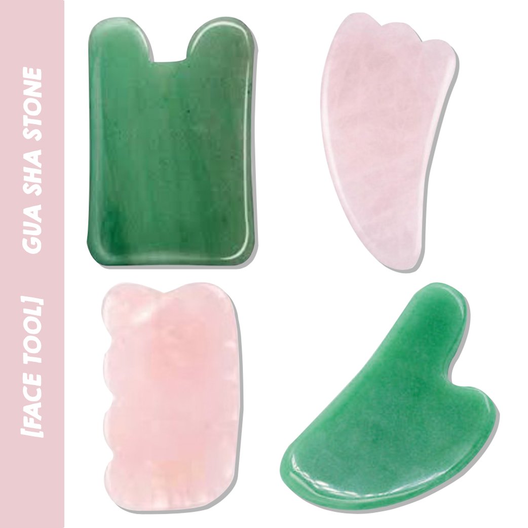 Rose Quartz Gua Sha Stone Face Massager - 4 Stones