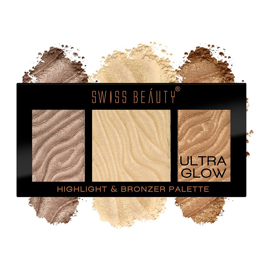 Swiss Beauty Ultra Glow Highlight And Bronzer Palette - 02 (GOLD-BROWN)